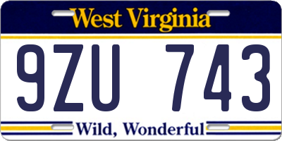 WV license plate 9ZU743