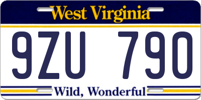 WV license plate 9ZU790