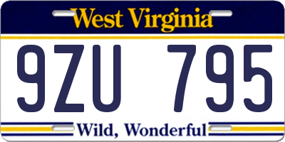 WV license plate 9ZU795