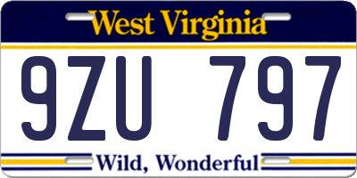 WV license plate 9ZU797