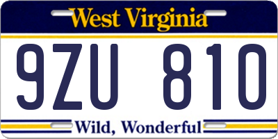 WV license plate 9ZU810
