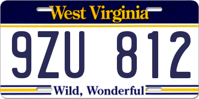 WV license plate 9ZU812