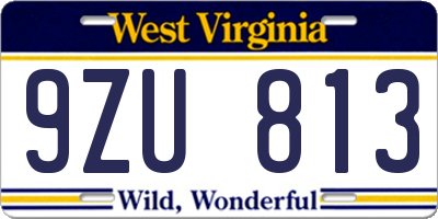 WV license plate 9ZU813