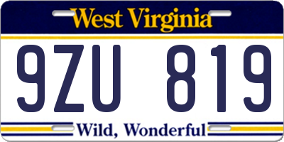 WV license plate 9ZU819