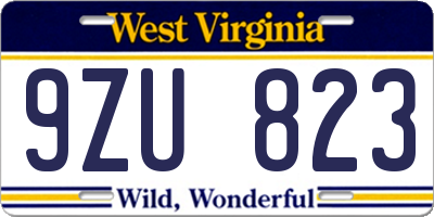 WV license plate 9ZU823