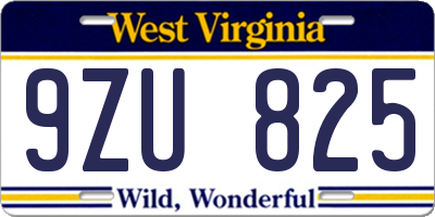 WV license plate 9ZU825