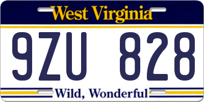 WV license plate 9ZU828