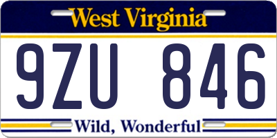 WV license plate 9ZU846