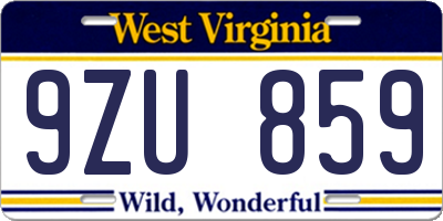 WV license plate 9ZU859