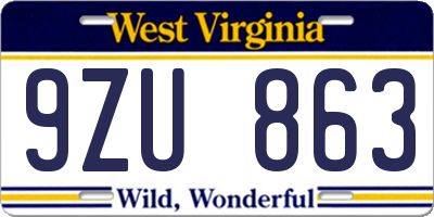 WV license plate 9ZU863