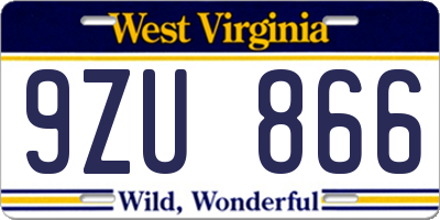 WV license plate 9ZU866