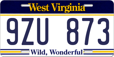 WV license plate 9ZU873