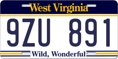 WV license plate 9ZU891