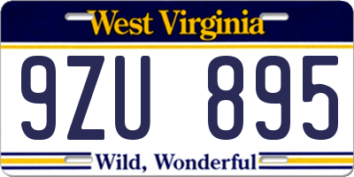 WV license plate 9ZU895