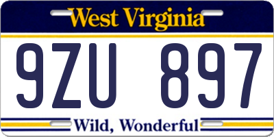 WV license plate 9ZU897