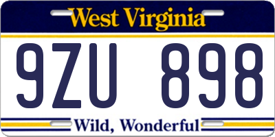 WV license plate 9ZU898