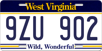 WV license plate 9ZU902