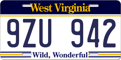 WV license plate 9ZU942