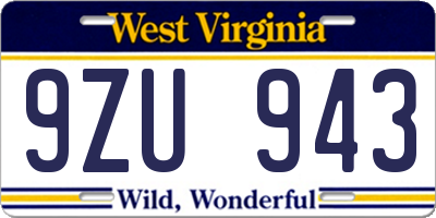 WV license plate 9ZU943