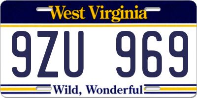 WV license plate 9ZU969