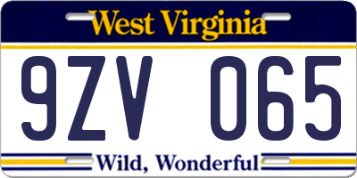 WV license plate 9ZV065