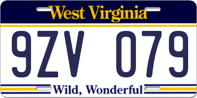 WV license plate 9ZV079