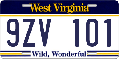 WV license plate 9ZV101