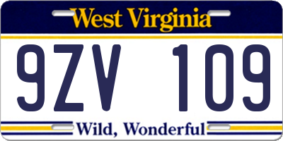 WV license plate 9ZV109