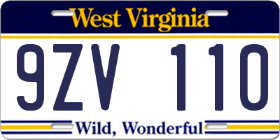 WV license plate 9ZV110