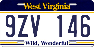 WV license plate 9ZV146