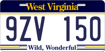 WV license plate 9ZV150
