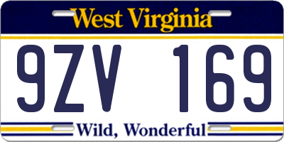 WV license plate 9ZV169