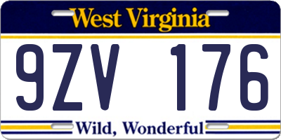WV license plate 9ZV176
