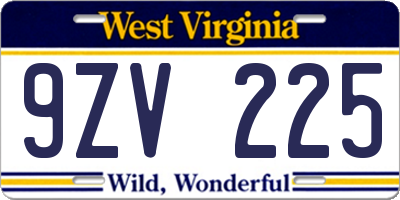 WV license plate 9ZV225