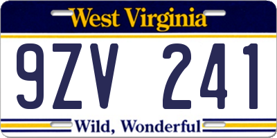 WV license plate 9ZV241