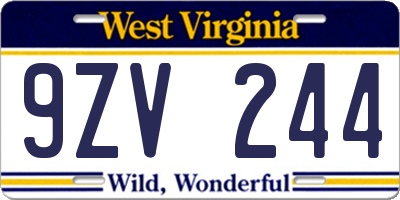 WV license plate 9ZV244