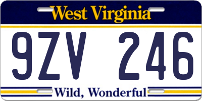 WV license plate 9ZV246