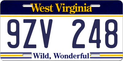 WV license plate 9ZV248
