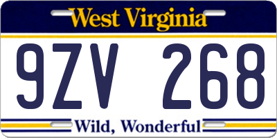 WV license plate 9ZV268