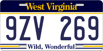 WV license plate 9ZV269