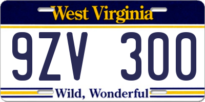 WV license plate 9ZV300