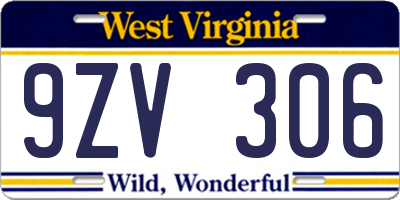WV license plate 9ZV306