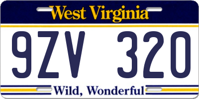 WV license plate 9ZV320