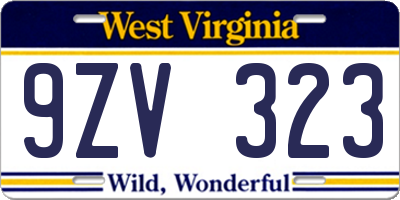 WV license plate 9ZV323