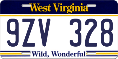 WV license plate 9ZV328