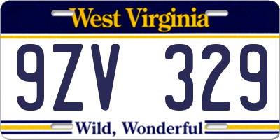 WV license plate 9ZV329