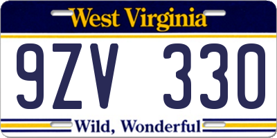WV license plate 9ZV330