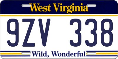 WV license plate 9ZV338