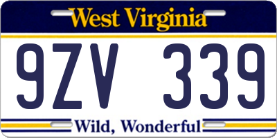 WV license plate 9ZV339