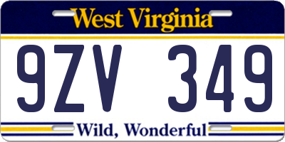 WV license plate 9ZV349